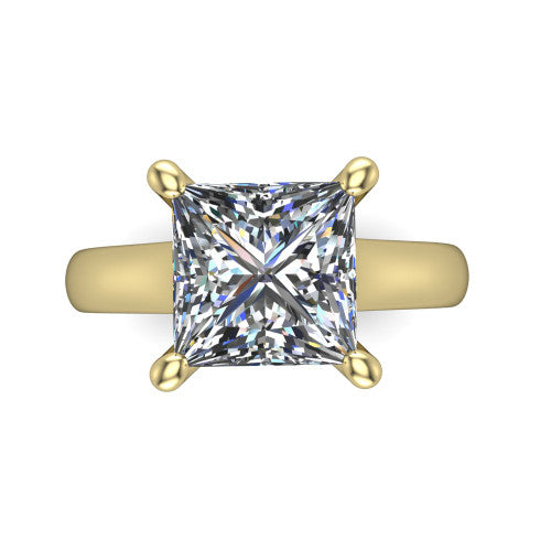Ximena Princess Shape Classic Engagement Ring in 14K Yellow Gold