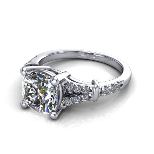 Sloane Cushion Shape Classic Engagement Ring in Platinum