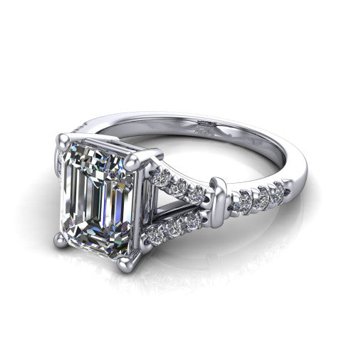 Sloane Emerald Shape Classic Engagement Ring in 14K White Gold