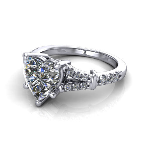 Sloane Heart Shape Classic Engagement Ring in 18K White Gold