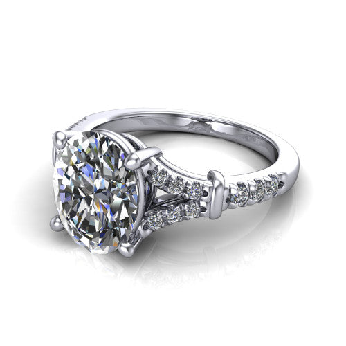Sloane Oval Shape Classic Engagement Ring in 14K White Gold