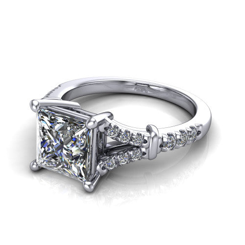 Sloane Princess Shape Classic Engagement Ring in 18K White Gold