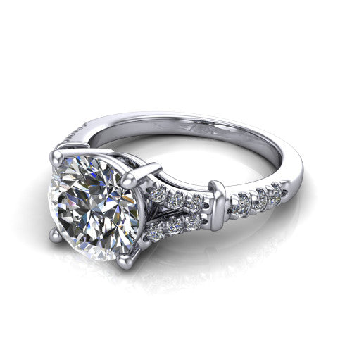 Sloane Round Shape Classic Engagement Ring in 18K White Gold