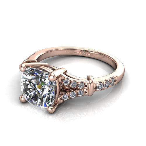 Sloane Cushion Shape Classic Engagement Ring in 14K Rose Gold