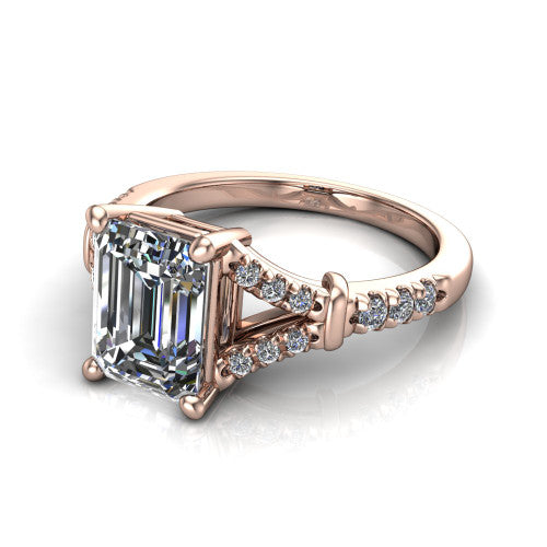 Sloane Emerald Shape Classic Engagement Ring in 18K Rose Gold