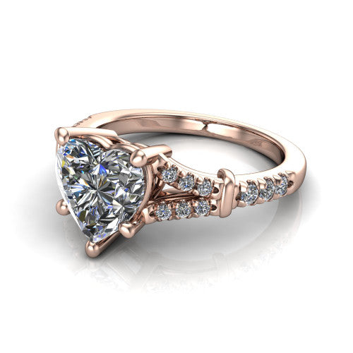 Sloane Heart Shape Classic Engagement Ring in 14K Rose Gold