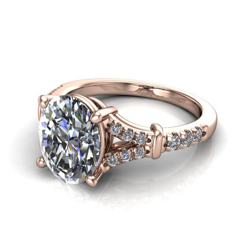 Sloane Oval Shape Classic Engagement Ring in 14K Rose Gold