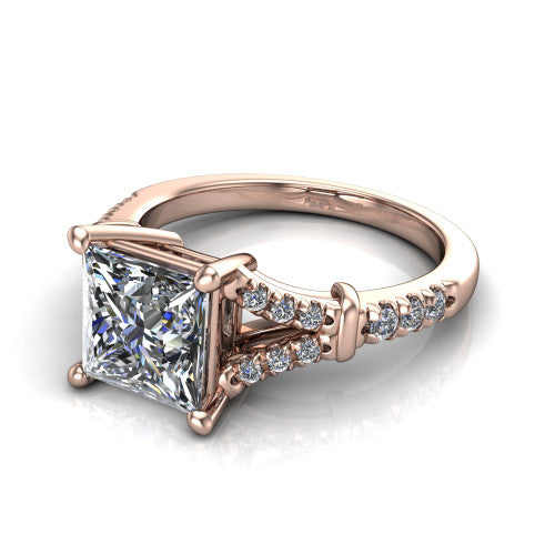 Sloane Princess Shape Classic Engagement Ring in 18K Rose Gold