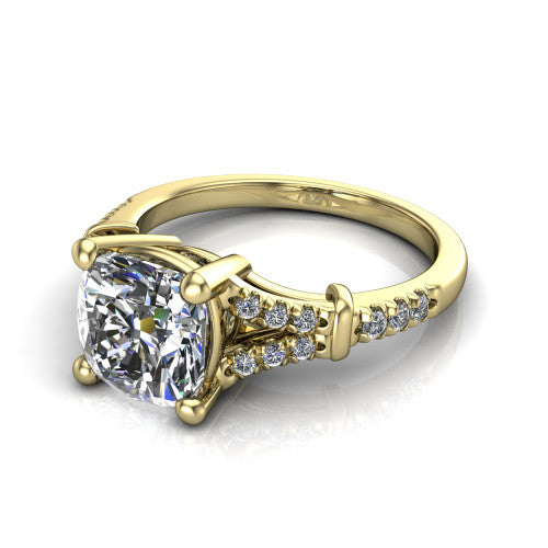 Sloane Cushion Shape Classic Engagement Ring in 18K Yellow Gold