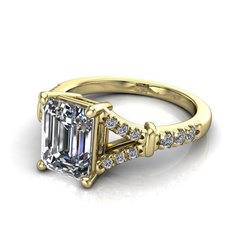 Sloane Emerald Shape Classic Engagement Ring in 18K Yellow Gold