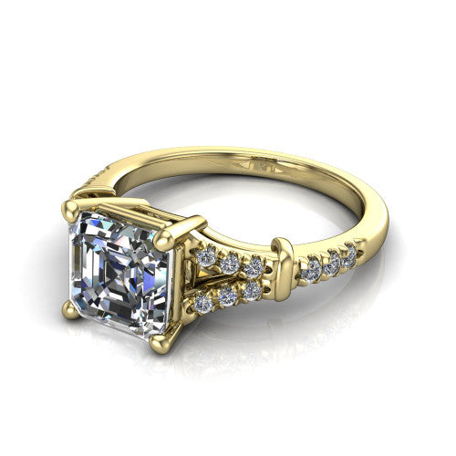 Sloane Square Emerald Shape Classic Engagement Ring in 18K Yellow Gold