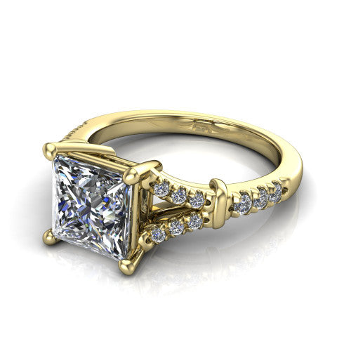 Sloane Princess Shape Classic Engagement Ring in 14K Yellow Gold