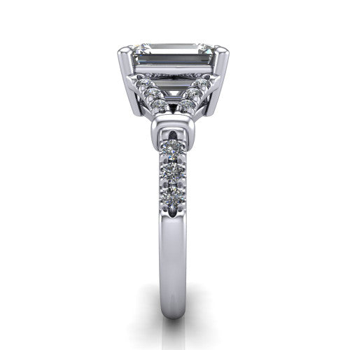 Sloane Emerald Shape Classic Engagement Ring in 18K White Gold
