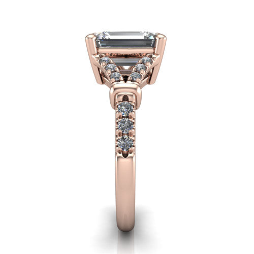 Sloane Emerald Shape Classic Engagement Ring in 14K Rose Gold