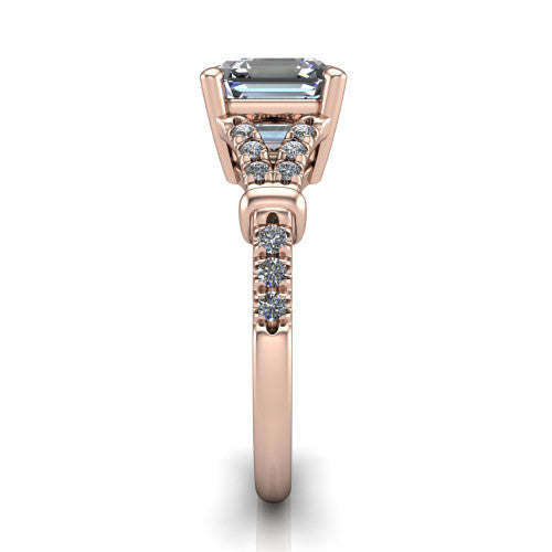 Sloane Square Emerald Shape Classic Engagement Ring in 18K Rose Gold