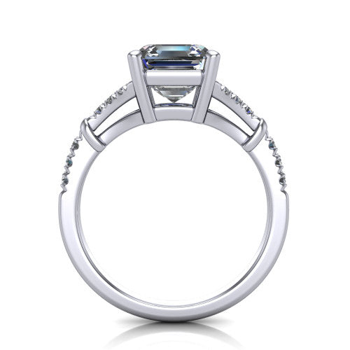 Sloane Square Emerald Shape Classic Engagement Ring in 18K White Gold