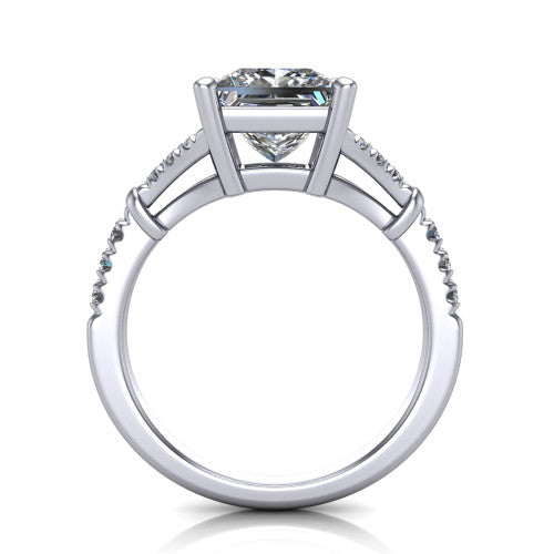 Sloane Princess Shape Classic Engagement Ring in 18K White Gold