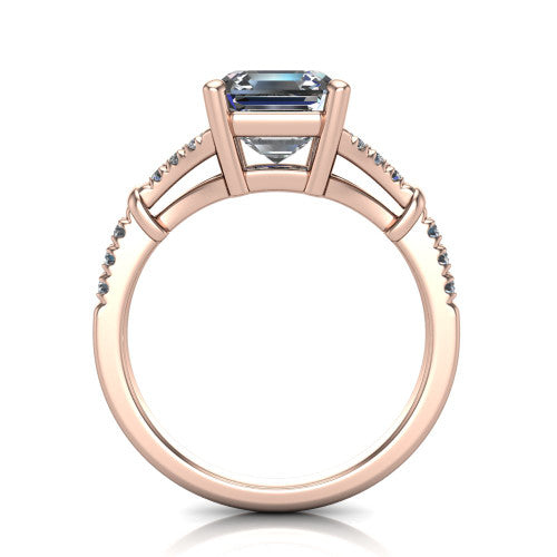Sloane Square Emerald Shape Classic Engagement Ring in 14K Rose Gold