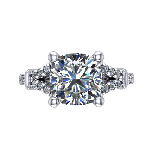 Sloane Cushion Shape Classic Engagement Ring in 14K White Gold