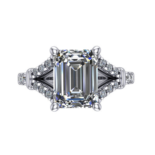 Sloane Emerald Shape Classic Engagement Ring in 18K White Gold