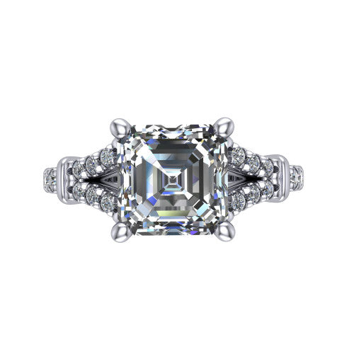 Sloane Square Emerald Shape Classic Engagement Ring in 14K White Gold