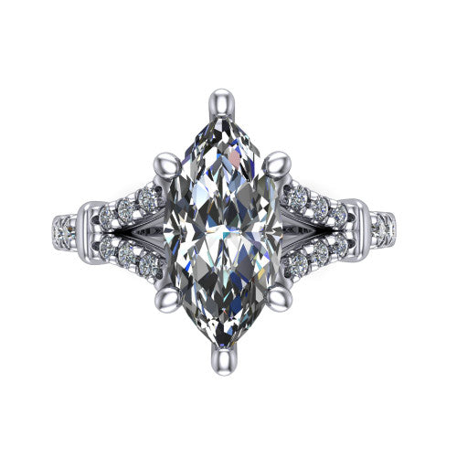 Sloane Marquise Shape Classic Engagement Ring in 18K White Gold