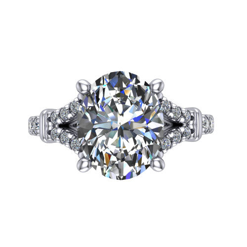 Sloane Oval Shape Classic Engagement Ring in 14K White Gold