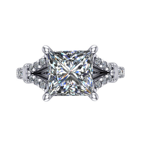 Sloane Princess Shape Classic Engagement Ring in Platinum