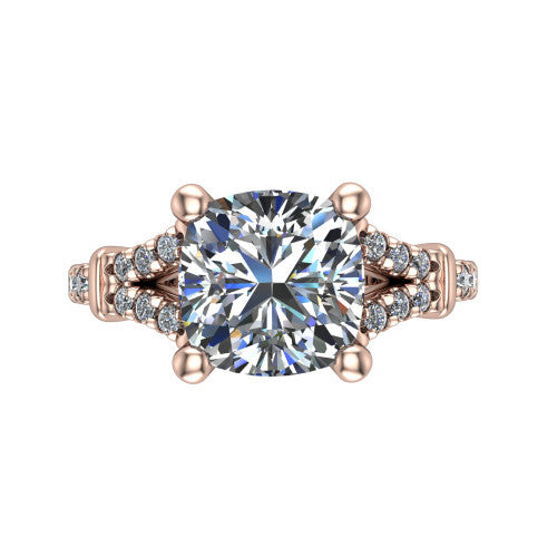 Sloane Cushion Shape Classic Engagement Ring in 18K Rose Gold