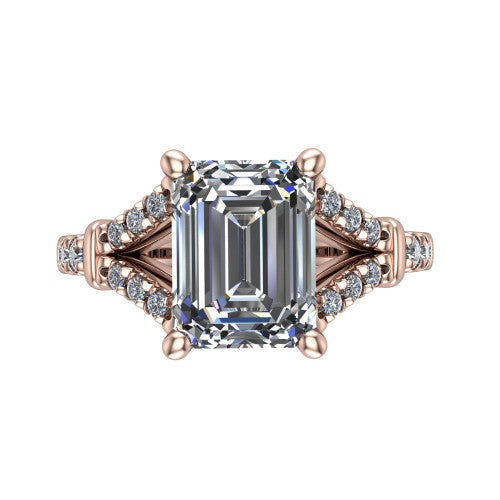 Sloane Emerald Shape Classic Engagement Ring in 18K Rose Gold
