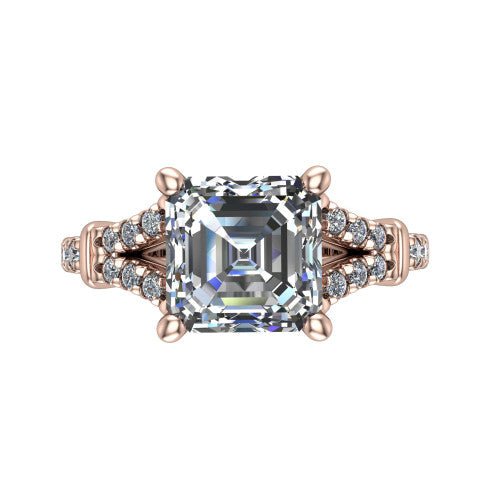 Sloane Square Emerald Shape Classic Engagement Ring in 18K Rose Gold
