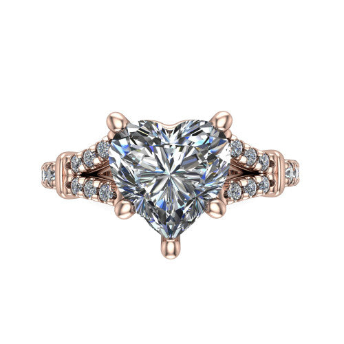 Sloane Heart Shape Classic Engagement Ring in 14K Rose Gold