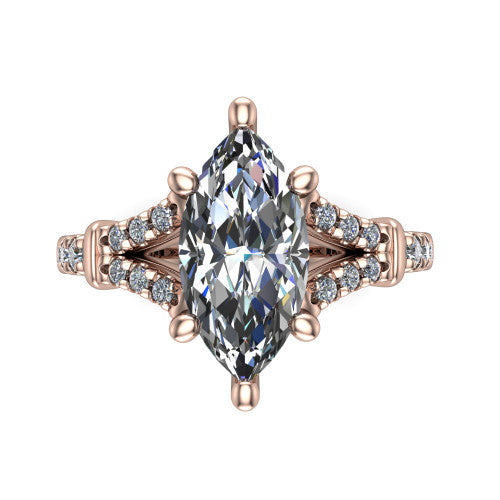 Sloane Marquise Shape Classic Engagement Ring in 18K Rose Gold