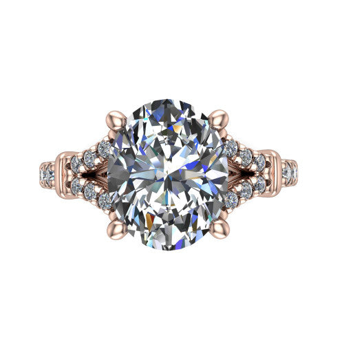Sloane Oval Shape Classic Engagement Ring in 14K Rose Gold