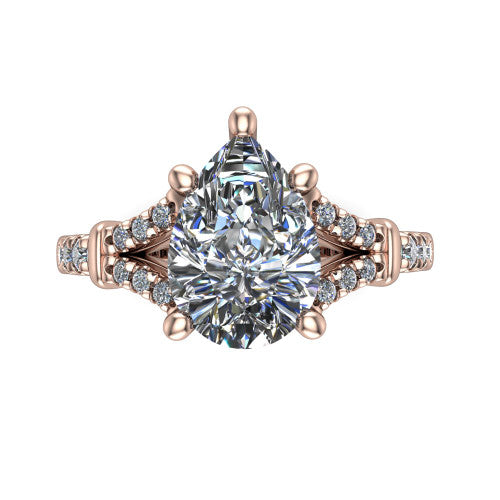 Sloane Pear Shape Classic Engagement Ring in 14K Rose Gold