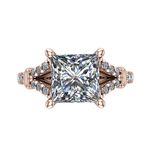 Sloane Princess Shape Classic Engagement Ring in 14K Rose Gold