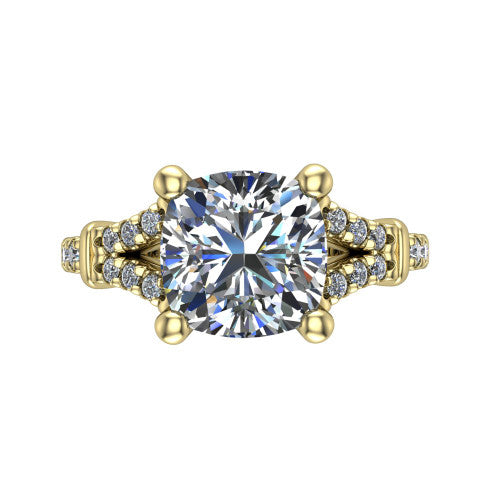 Sloane Cushion Shape Classic Engagement Ring in 18K Yellow Gold