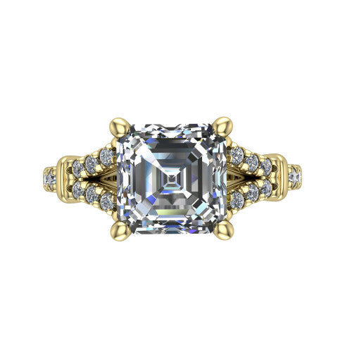 Sloane Square Emerald Shape Classic Engagement Ring in 14K Yellow Gold