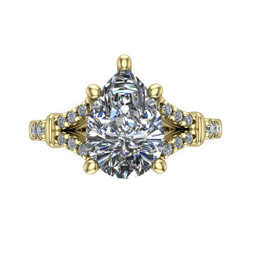 Sloane Pear Shape Classic Engagement Ring in 18K Yellow Gold