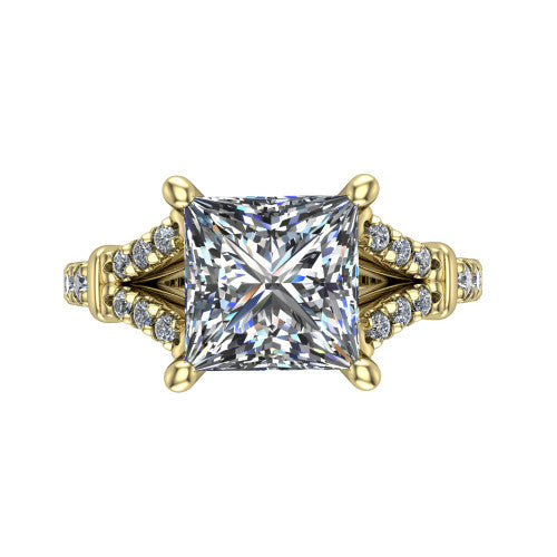 Sloane Princess Shape Classic Engagement Ring in 18K Yellow Gold