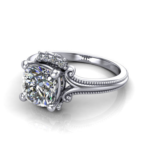 Valeria Cushion Shape Halo Engagement Ring in Platinum
