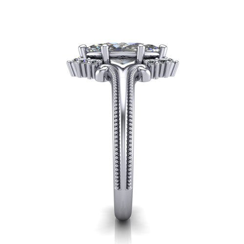 Valeria Marquise Shape Halo Engagement Ring in 18K White Gold