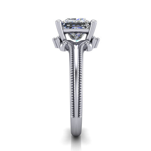 Valeria Princess Shape Halo Engagement Ring in 14K White Gold