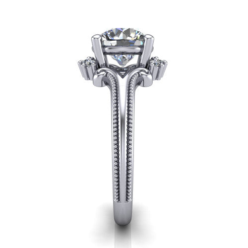 Valeria Round Shape Halo Engagement Ring in 18K White Gold