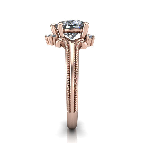 Valeria Heart Shape Halo Engagement Ring in 18K Rose Gold