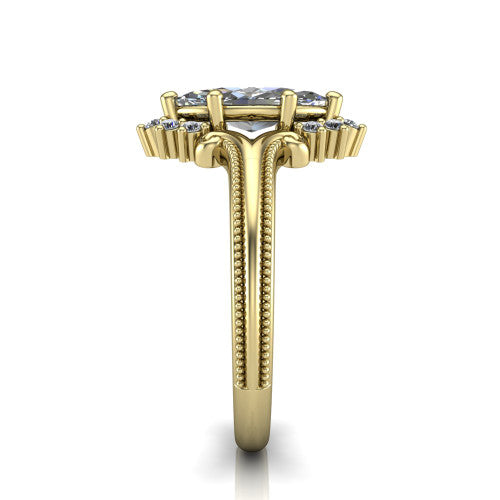 Valeria Marquise Shape Halo Engagement Ring in 18K Yellow Gold