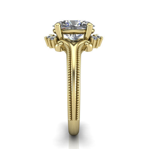 Valeria Oval Shape Halo Engagement Ring in 18K Yellow Gold