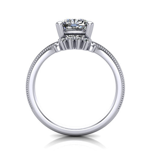 Valeria Cushion Shape Halo Engagement Ring in 14K White Gold