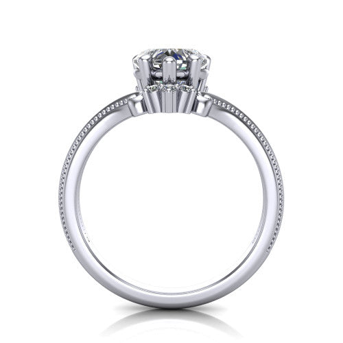Valeria Heart Shape Halo Engagement Ring in 18K White Gold