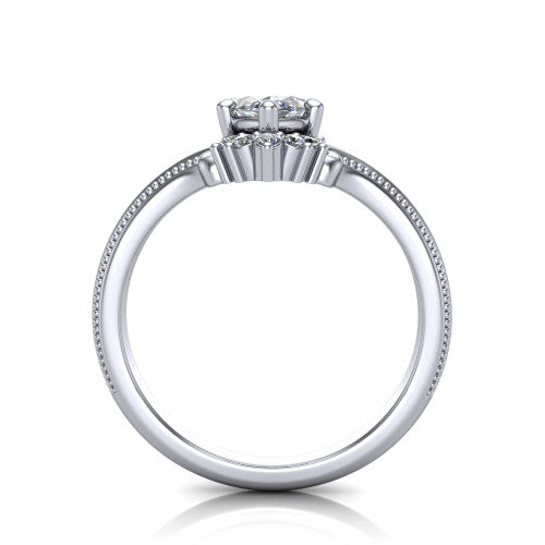 Valeria Marquise Shape Halo Engagement Ring in 14K White Gold